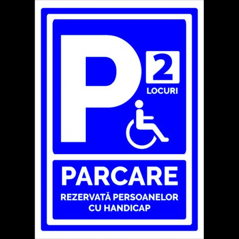 Semn cu doua locuri pentru parcare rezervata persoanelor cu handicap